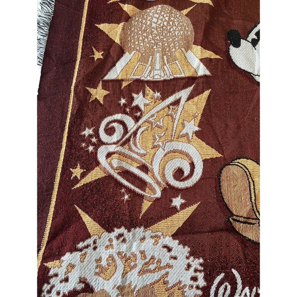 Walt Disney World Tapestry Throw Blanket Afghan Mickey Mouse Theme Parks 58"x44" - Picture 5 of 7